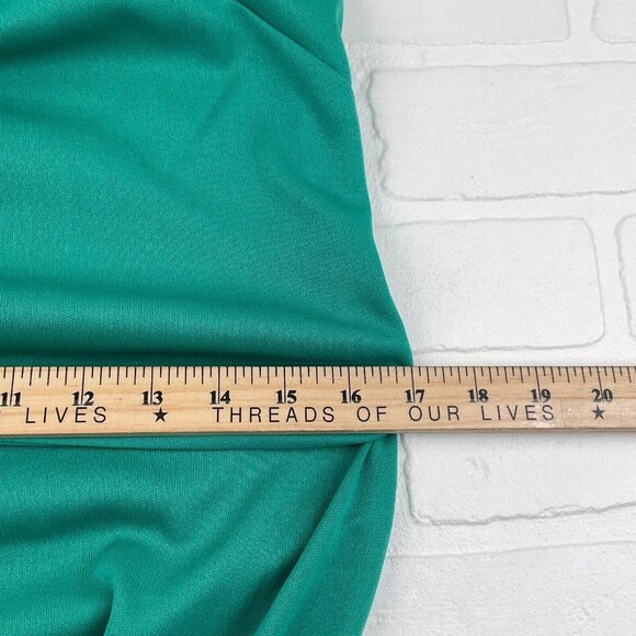 NPC Fashions Dress Jacket Set Women 14 Green Shift‎ Ruffle Career Retro 70s VTG - Picture 9 of 16